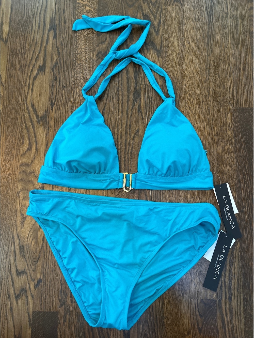 La Blanca Turquoise Teal Two-Piece Bikini Swimsuit Size 16